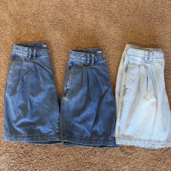 Lands End Light/Medium Wash Lot Bundle 3 Pleated Jean Shorts Womens 8 10 Petites - Picture 1 of 16